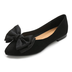 Women Shallow Loafers New Spring Butterfly-Knot Ballet Flats Slip On Pointed Toe Solid Ladies Casual Flat Shoes XWD7169